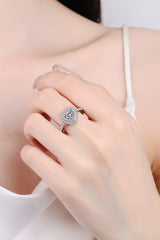 1 Carat Moissanite Heart 925 Sterling Silver Ring - Shah S. Sahota