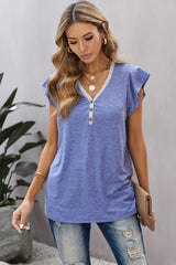 V-Neck Buttoned T-Shirt - Shah S. Sahota