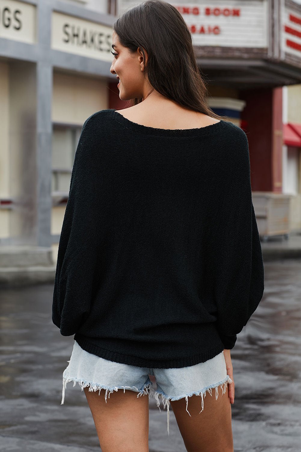 Scoop Neck Drop Shoulder Sweater - Shah S. Sahota