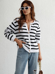 Striped Button Front Cardigan - Shah S. Sahota