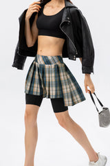Plaid Faux Layered Sports Culottes