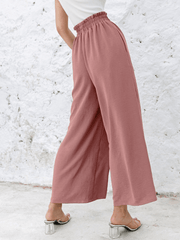 Frill Elastic Waist Wide Leg Pants - Shah S. Sahota