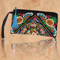 Women's Embroidered Wallet, Niche Vintage Zip Clutch, Large Capacity Coin Purse, Women's Phone Case - Shah S. Sahota