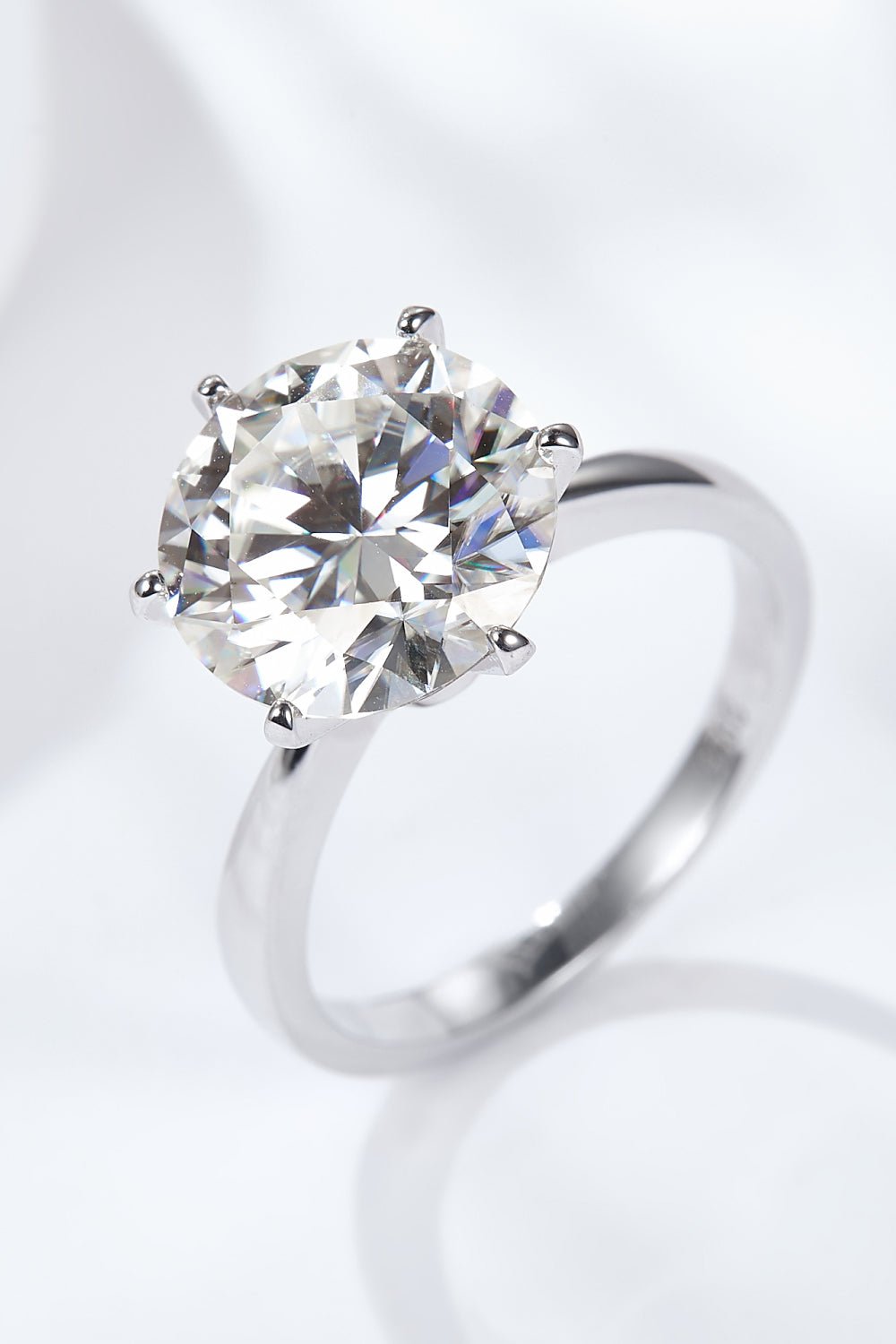 Platinum-Plated 5 Carat Moissanite Solitaire Ring - Shah S. Sahota