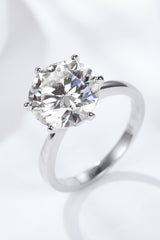 Platinum-Plated 5 Carat Moissanite Solitaire Ring - Shah S. Sahota