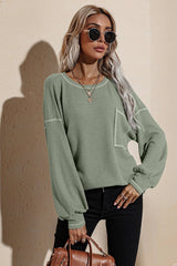 Contrast Stitching Waffle Top - Shah S. Sahota