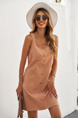 Button Front Dress with Pockets - Shah S. Sahota