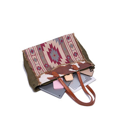 Retro Print Fringe Canvas Tote Bag Set - Shah S. Sahota