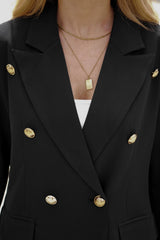 Double-Breasted Lapel Collar Long Sleeve Blazer - Shah S. Sahota