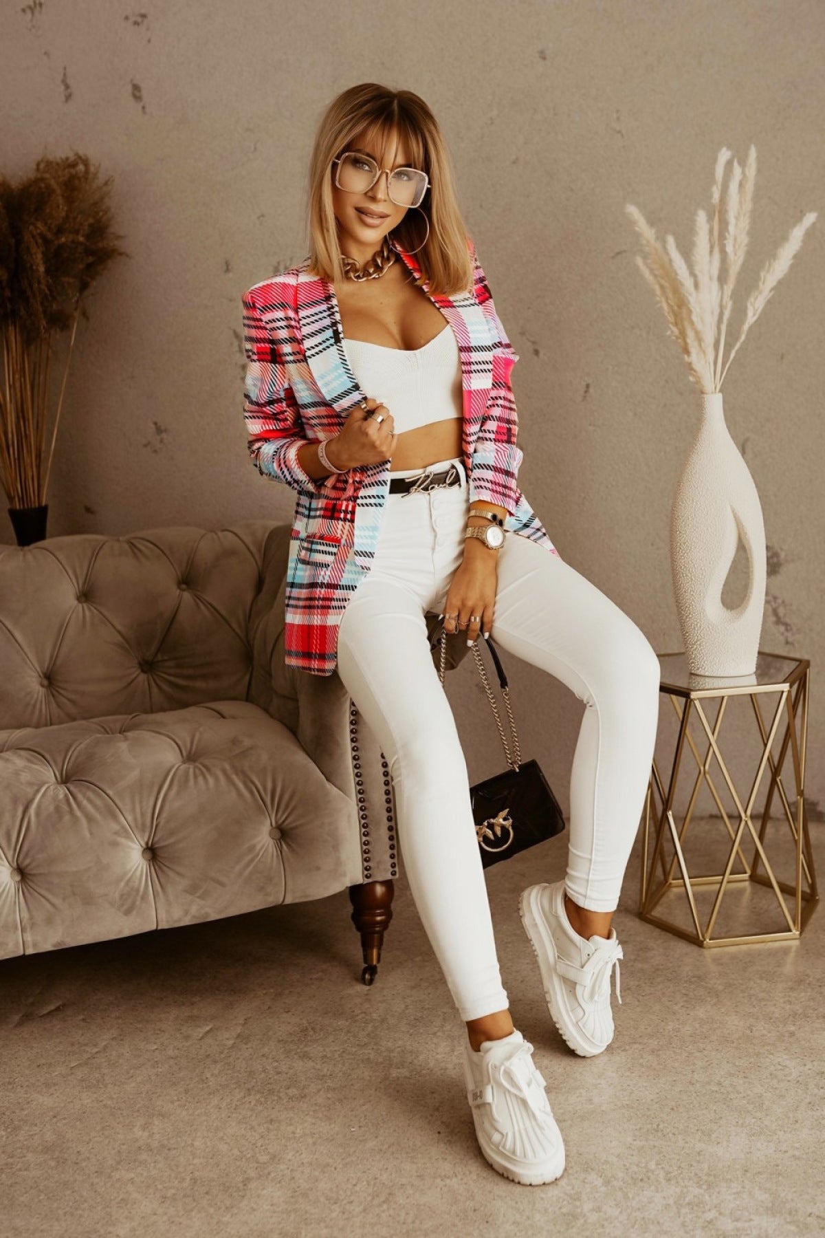 Lapel Long Sleeve Plaid Blaze - Shah S. Sahota