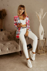 Lapel Long Sleeve Plaid Blaze - Shah S. Sahota