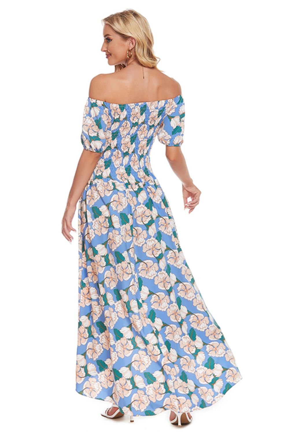 Floral Off-Shoulder Slit Maxi Dress - Shah S. Sahota