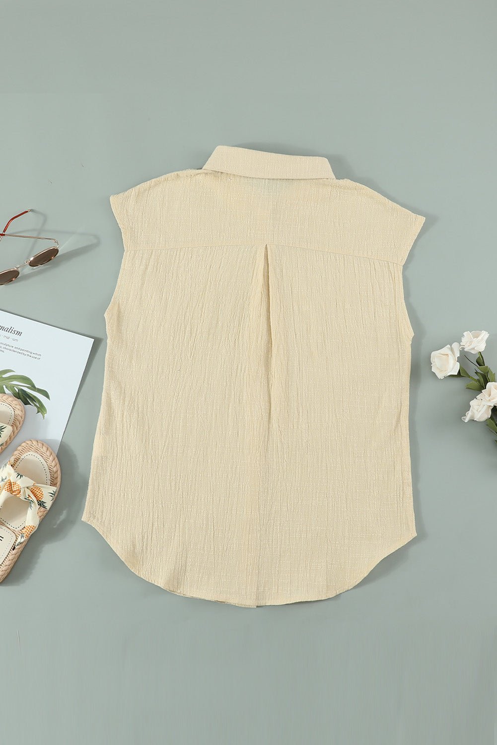 Cap-Sleeve Button Down Shirt - Shah S. Sahota
