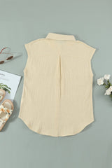 Cap-Sleeve Button Down Shirt - Shah S. Sahota
