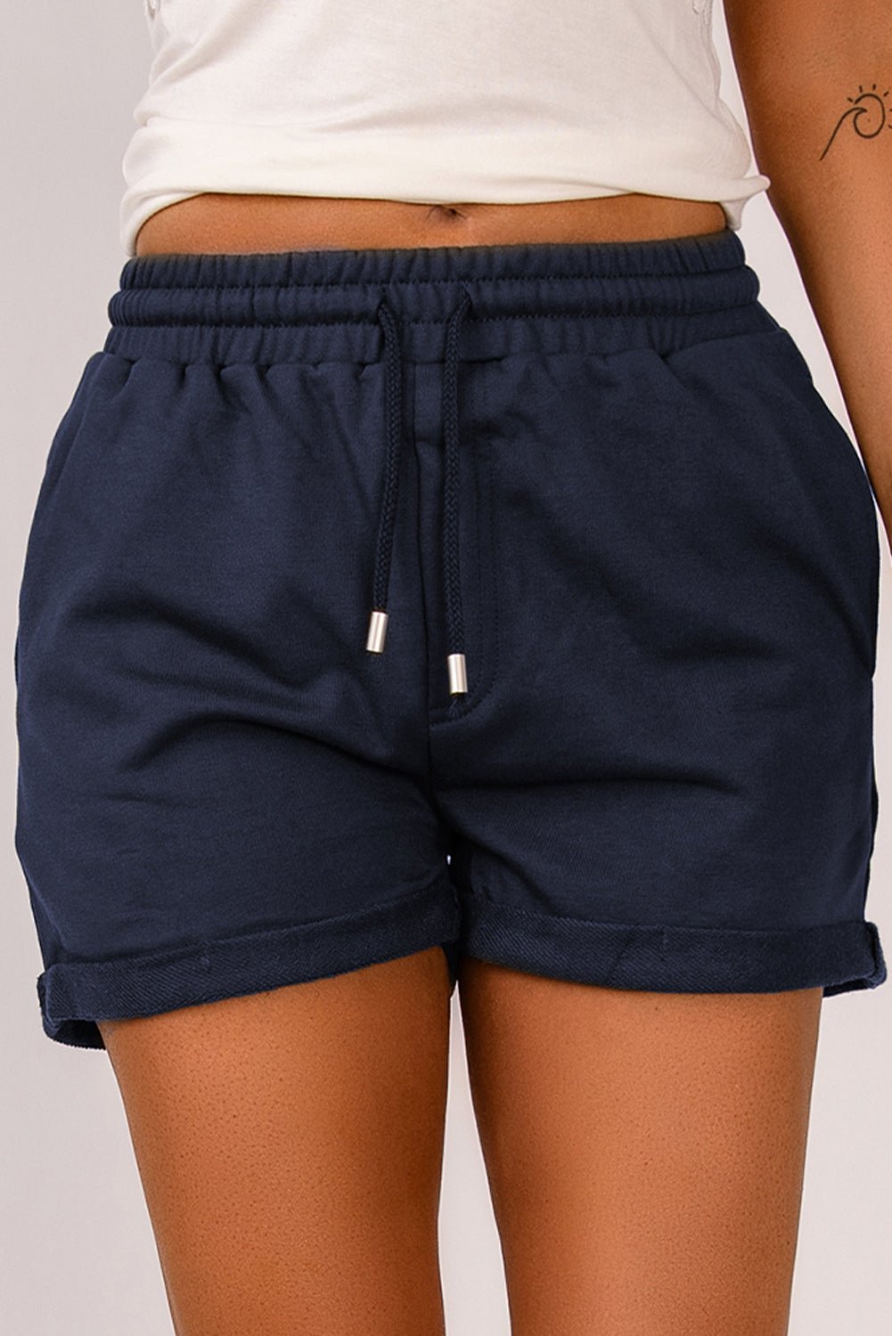 Drawstring Waist Cuffed Shorts - Shah S. Sahota