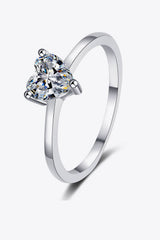 925 Sterling Silver Heart-Shaped Moissanite Solitaire Ring - Shah S. Sahota