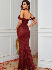 Sequin Off-Shoulder Fishtail Dress - Shah S. Sahota