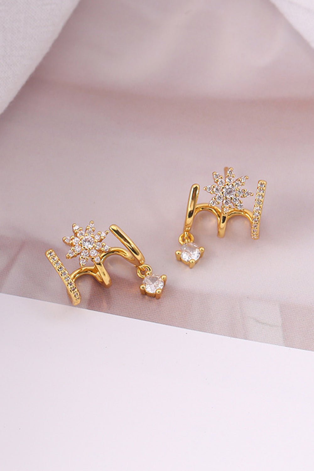 18K Gold Plated Flower Zircon Earrings - Shah S. Sahota