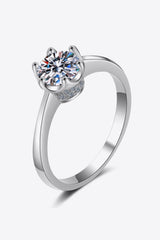 1 Carat Moissanite Rhodium-Plated Solitaire Ring - Shah S. Sahota