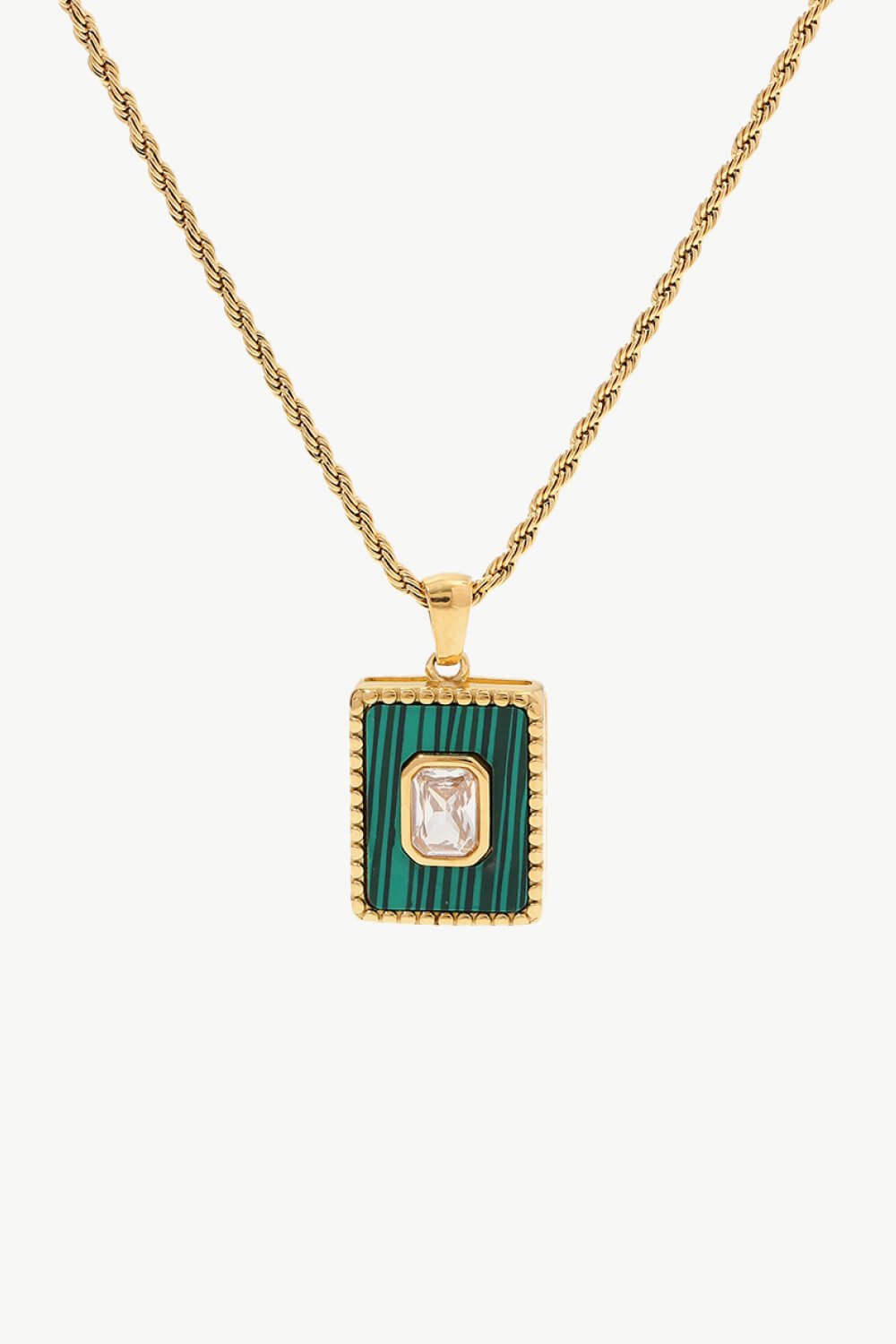 Square Pendant Twisted Chain Necklace - Shah S. Sahota