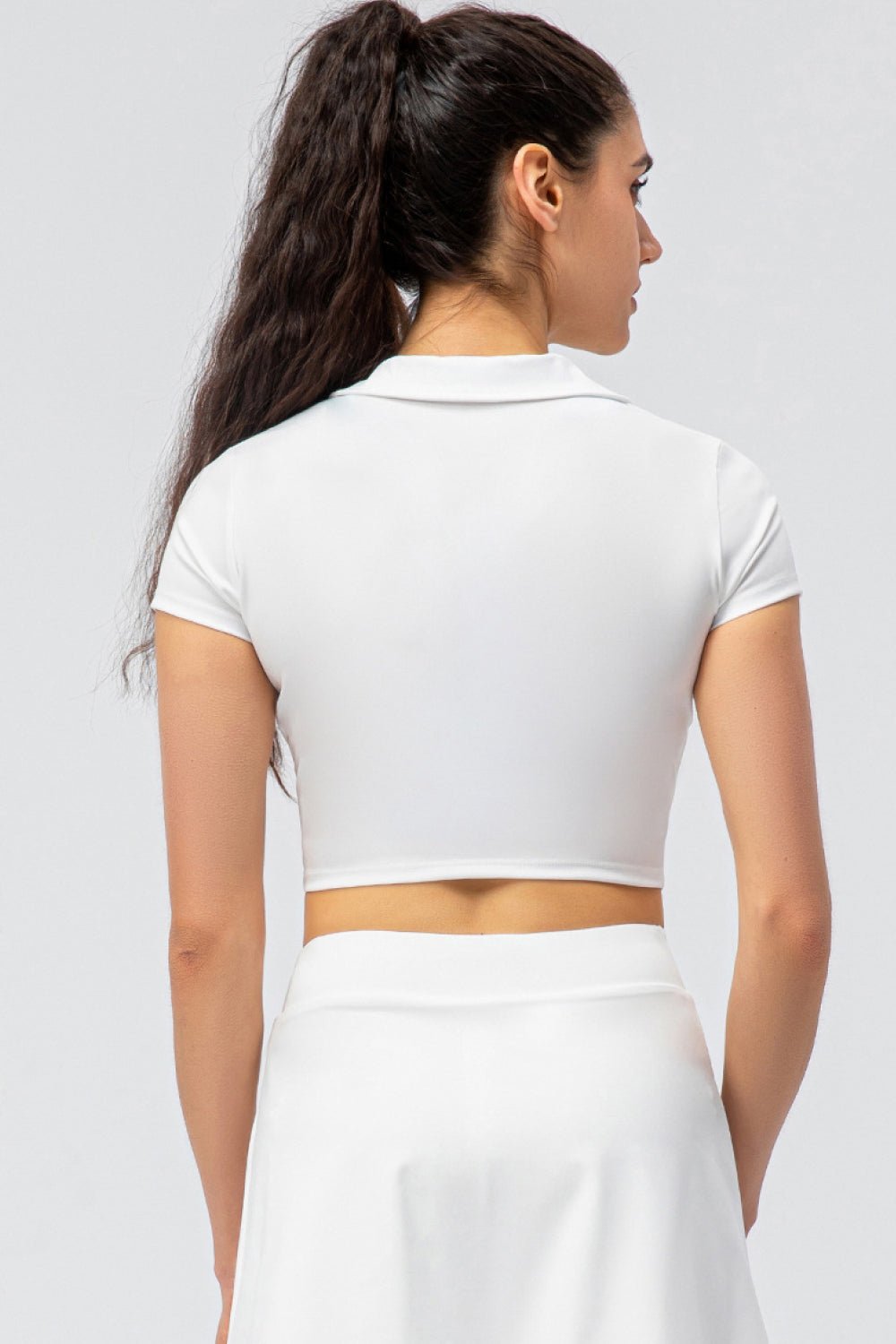 Cropped Short Sleeve Collared Yoga Top - Shah S. Sahota