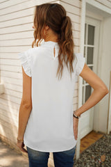 Ruffle Detail Mock Neck Top - Shah S. Sahota