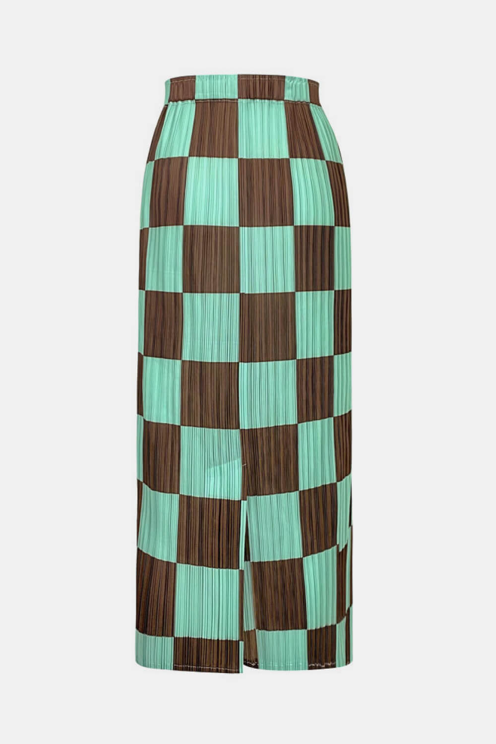 Checkered Accordion Pleated Midi Skirt - Shah S. Sahota