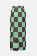 Checkered Accordion Pleated Midi Skirt - Shah S. Sahota