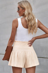 Smocked Waist Culotte Shorts - Shah S. Sahota
