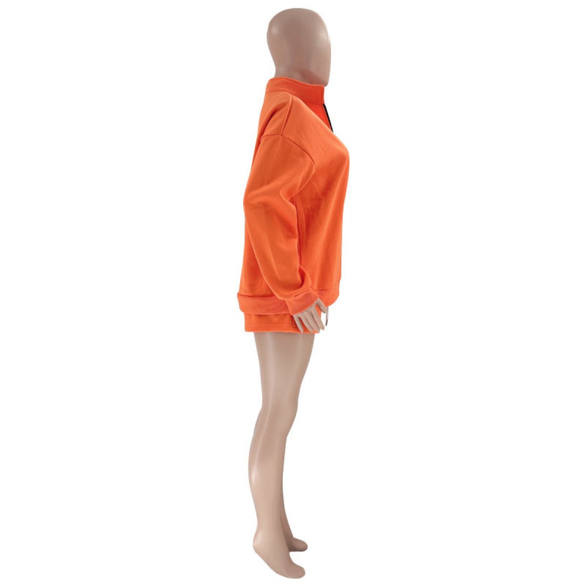 Stand-Up Collar Zipper Pullover Long-Sleeved Sweatshirts & Tie Shorts Lounge Sets - Shah S. Sahota