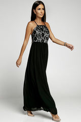 Crisscross Spliced Lace Split Chiffon Maxi Dress - Shah S. Sahota