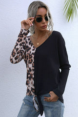 Leopard V-Neck Tie Front Top - Shah S. Sahota