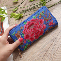 Women's Ethnic Embroidered Long Wallet, Portable Zipper Around Purse, Causal Coin Purse - Shah S. Sahota