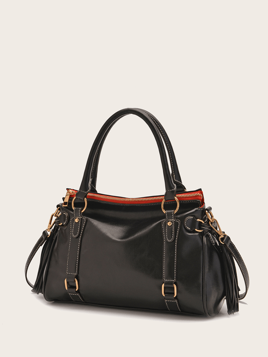 Retro Tassel Solid Color Crossbody Bag - Shah S. Sahota