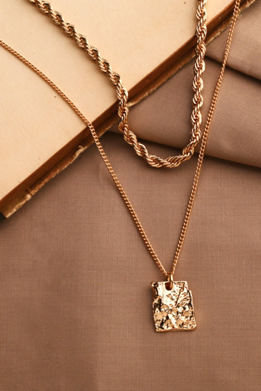 18K Gold Plated Double-Layered Twisted Pendant Necklace - Shah S. Sahota