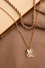 18K Gold Plated Double-Layered Twisted Pendant Necklace - Shah S. Sahota