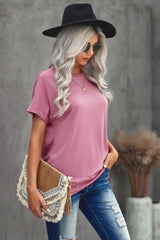 Round Neck Short Sleeve Solid Color Tee - Shah S. Sahota