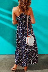 Polka Dot Belted Sleeveless Tiered Maxi Dress - Shah S. Sahota