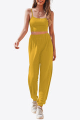 Cropped Cami and Side Split Joggers Set - Shah S. Sahota