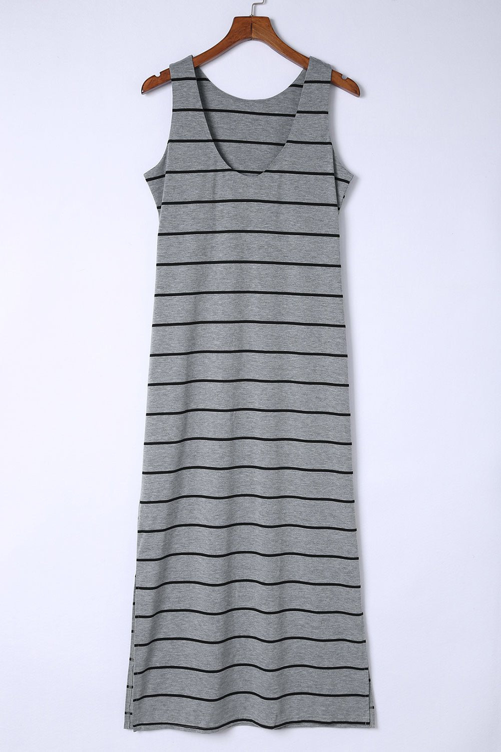 Striped Slit Sleeveless Maxi Dress - Shah S. Sahota