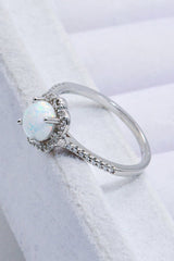 Platinum-Plated 4-Prong Opal Ring - Shah S. Sahota