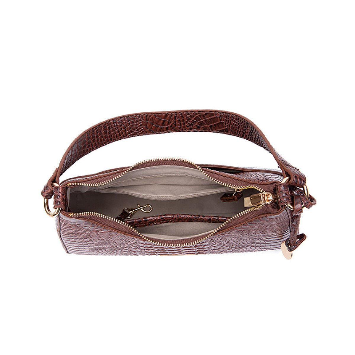 Retro Crocodile Pattern Baguette Bag - Shah S. Sahota