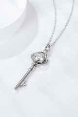 925 Sterling Silver 1 Carat Moissanite Key Pendant Necklace - Shah S. Sahota