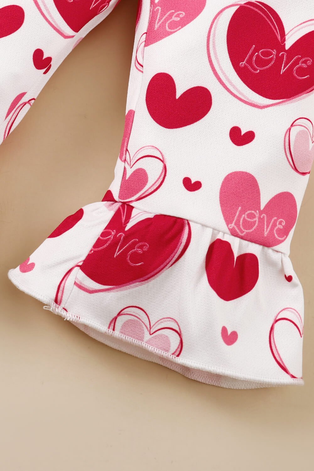 Girls Heart Print Bow Detail Sweater and Flare Pants Set - Shah S. Sahota