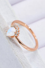 18K Rose Gold-Plated Pear Shape Natural Moonstone Ring - Shah S. Sahota