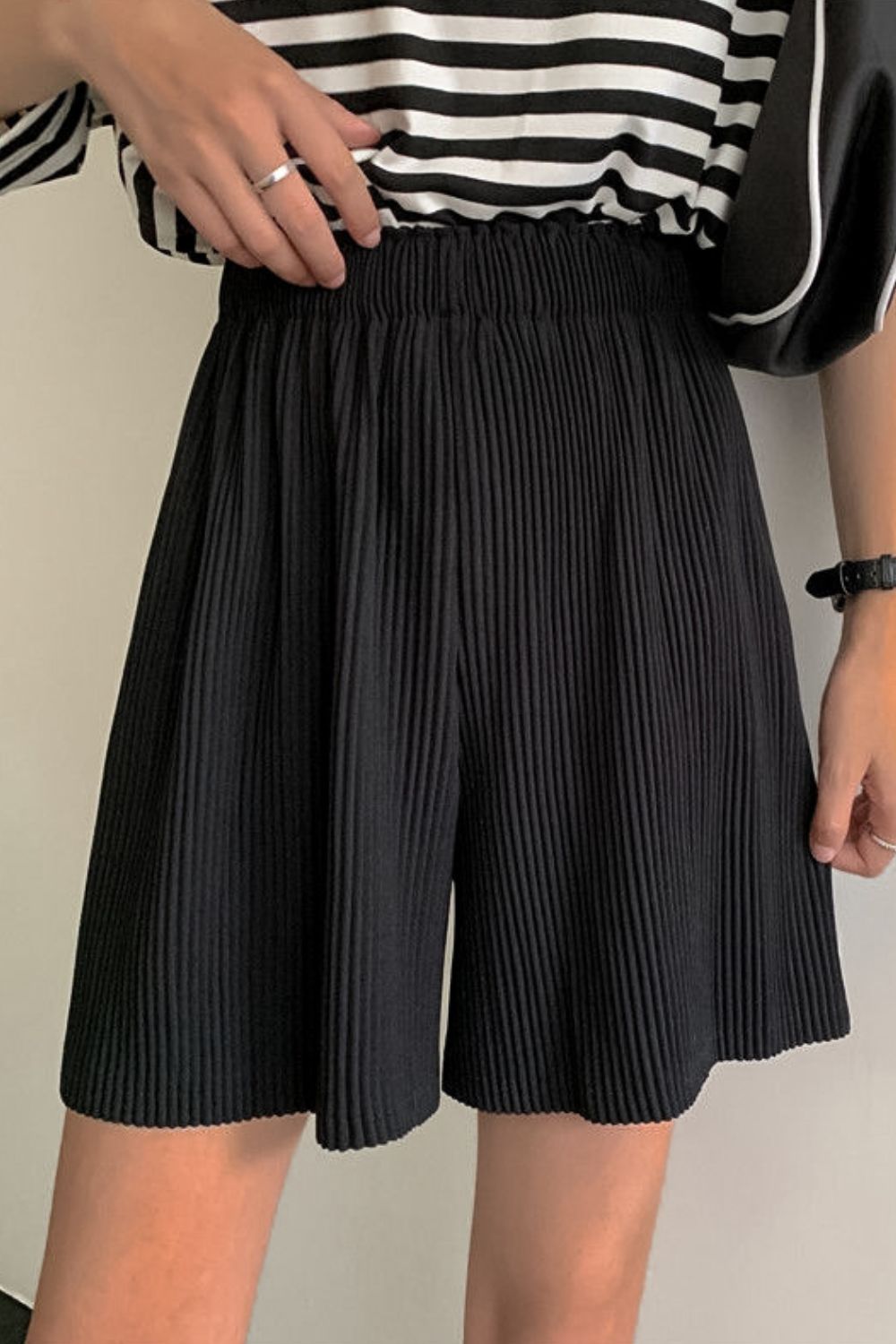 Accordion Pleated Wide Leg Shorts - Shah S. Sahota