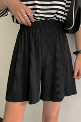 Accordion Pleated Wide Leg Shorts - Shah S. Sahota