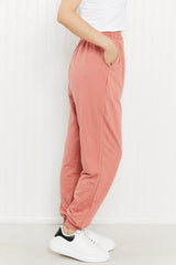 Zenana Full Size Drawstring Waist Joggers in Ash Rose - Shah S. Sahota