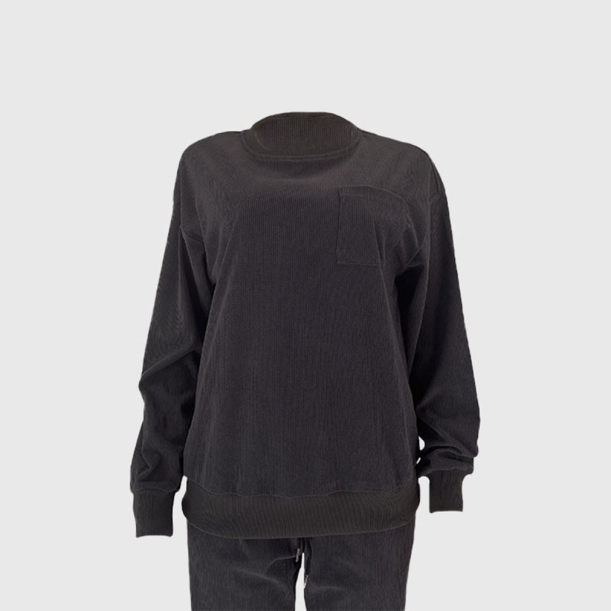 Corduroy Crew Neck Pullover Long Sleeve Sweatshirts & TiePants Two-Piece Sets - Shah S. Sahota