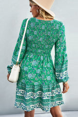 Bohemian V-Neck Balloon Sleeve Dress - Shah S. Sahota